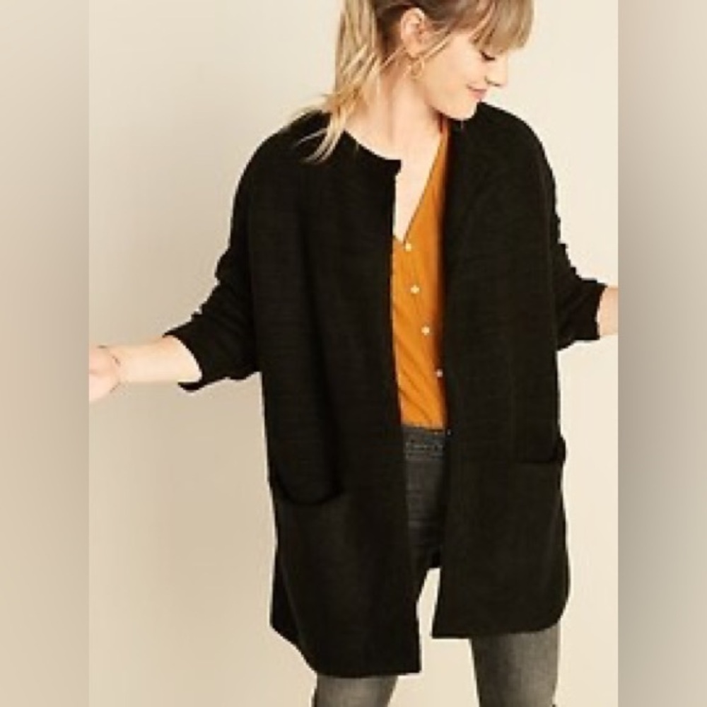 Old Navy Black Open-Front Long Cardigan